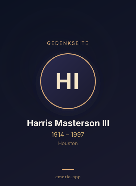 Gedenkportrait von Harris Masterson III