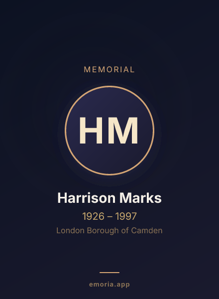 Memorial portrait of Harrison Marks