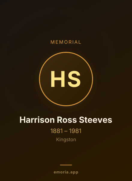 Memorial portrait of Harrison Ross Steeves
