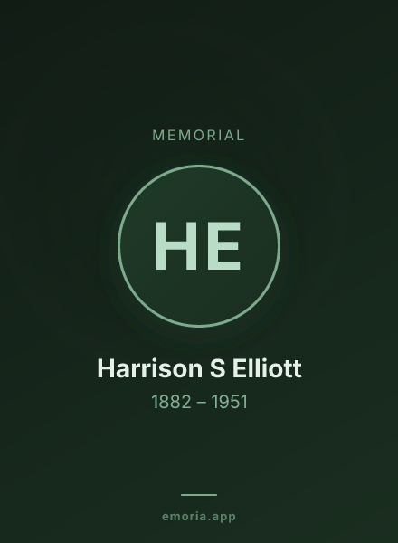 Memorial portrait of Harrison S Elliott