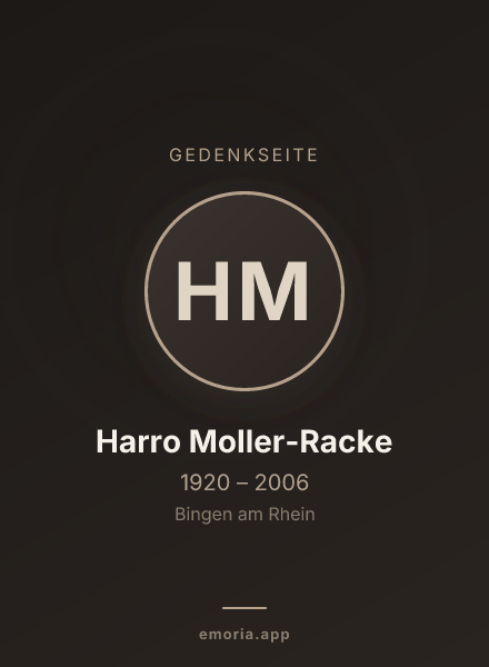 Gedenkportrait von Harro Moller-Racke
