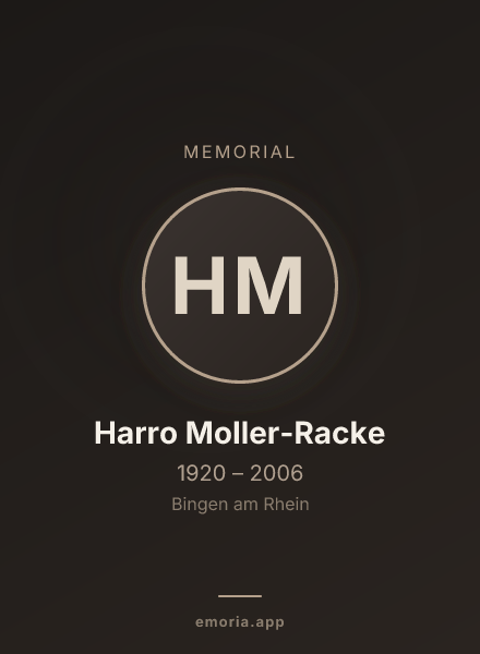 Memorial portrait of Harro Moller-Racke