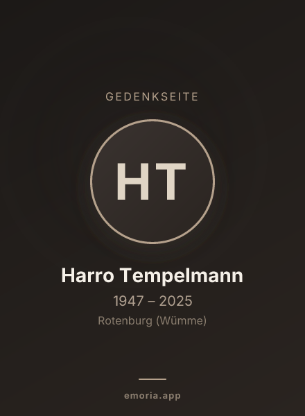 Gedenkportrait von Harro Tempelmann