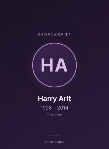 Gedenkportrait von Harry Arlt