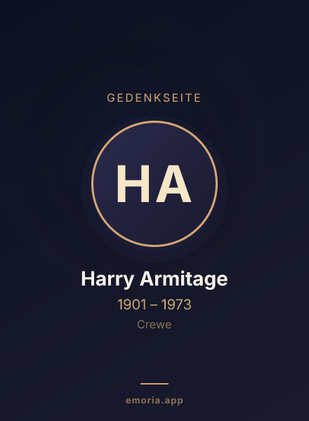 Gedenkportrait von Harry Armitage