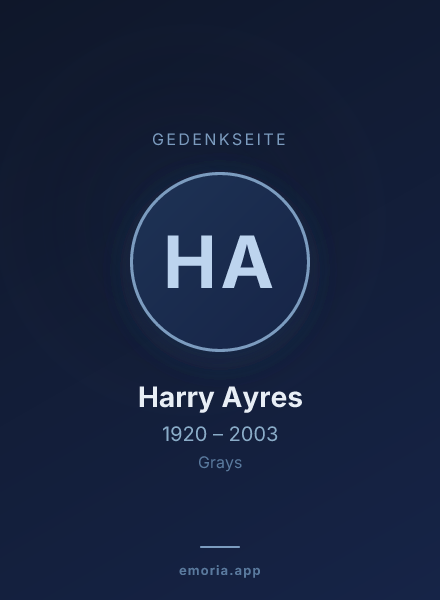 Gedenkportrait von Harry Ayres