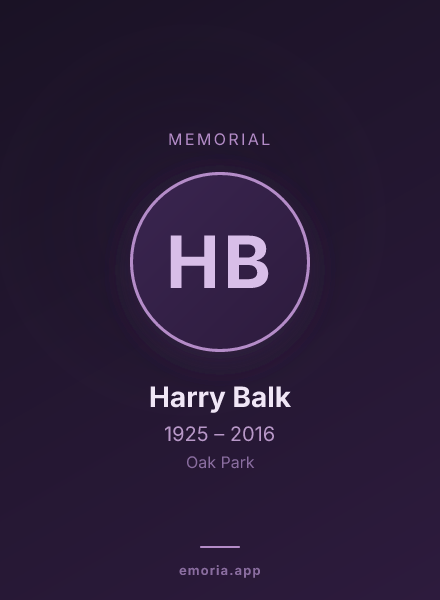 Memorial portrait of Harry Balk