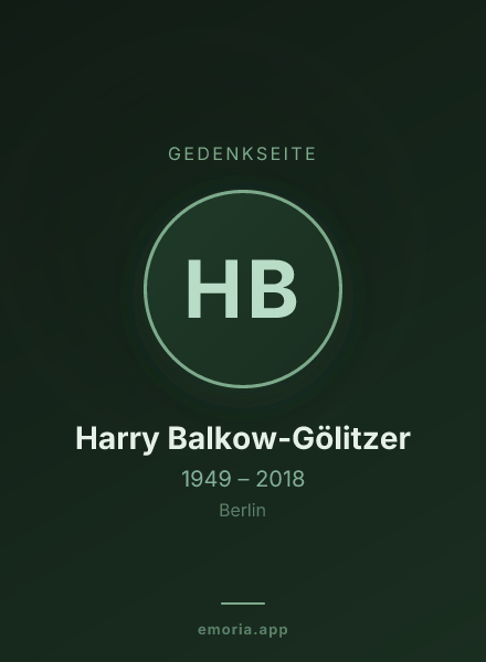 Gedenkportrait von Harry Balkow-Gölitzer