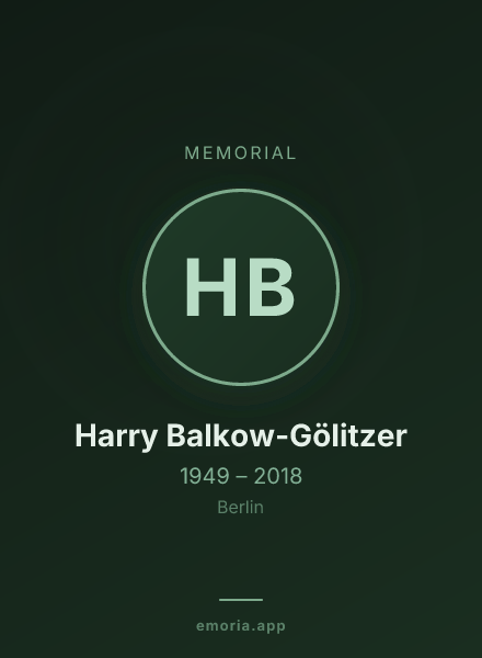 Memorial portrait of Harry Balkow-Gölitzer