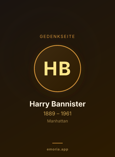Gedenkportrait von Harry Bannister