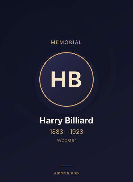 Memorial portrait of Harry Billiard