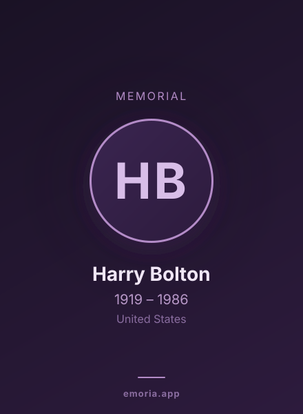 Memorial portrait of Harry Bolton