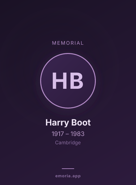 Memorial portrait of Harry Boot