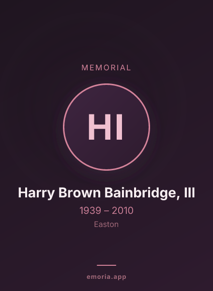 Memorial portrait of Harry Brown Bainbridge, III