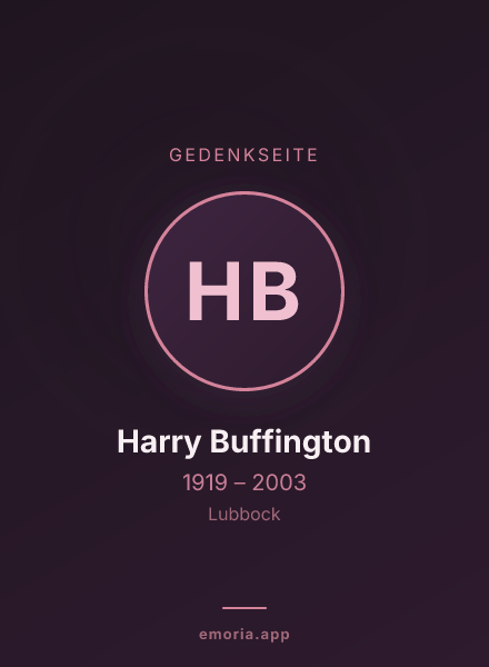 Gedenkportrait von Harry Buffington
