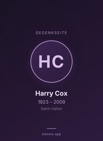 Gedenkportrait von Harry Cox