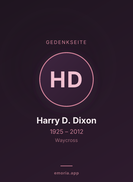 Gedenkportrait von Harry D. Dixon