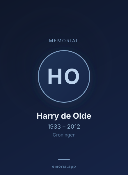 Memorial portrait of Harry de Olde