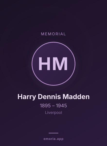 Memorial portrait of Harry Dennis Madden