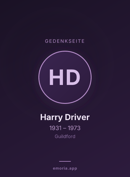 Gedenkportrait von Harry Driver
