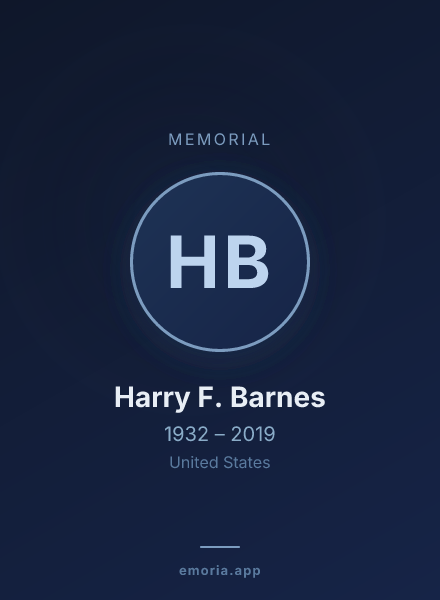 Memorial portrait of Harry F. Barnes