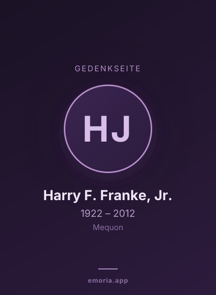 Gedenkportrait von Harry F. Franke, Jr.