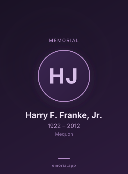 Memorial portrait of Harry F. Franke, Jr.