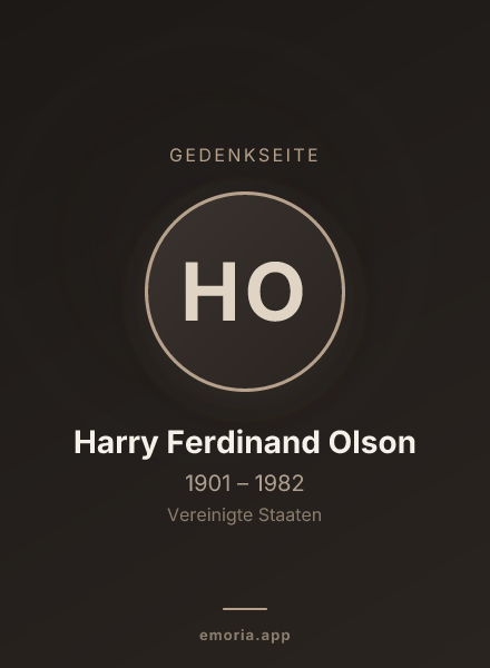 Gedenkportrait von Harry Ferdinand Olson