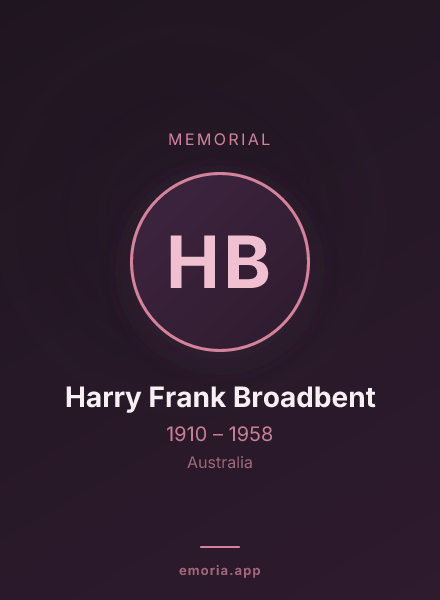 Memorial portrait of Harry Frank Broadbent