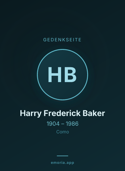 Gedenkportrait von Harry Frederick Baker