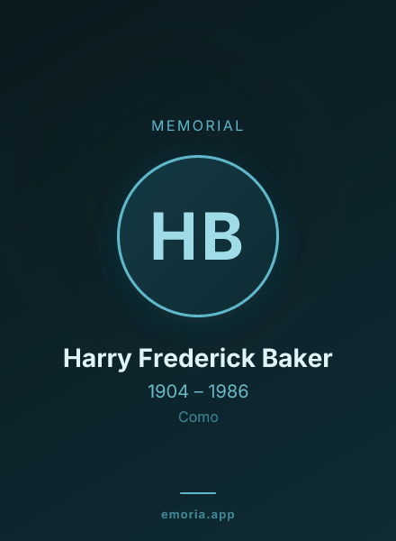 Memorial portrait of Harry Frederick Baker