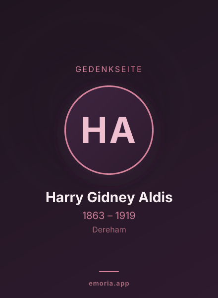 Gedenkportrait von Harry Gidney Aldis