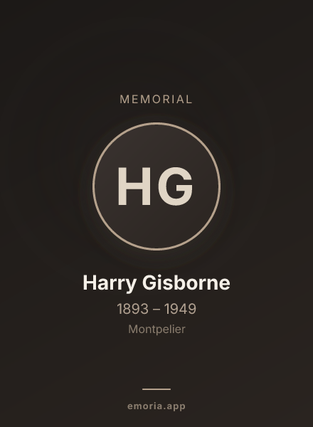 Memorial portrait of Harry Gisborne