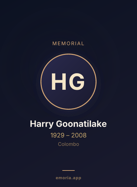 Memorial portrait of Harry Goonatilake