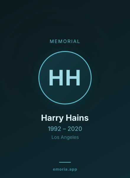Memorial portrait of Harry Hains