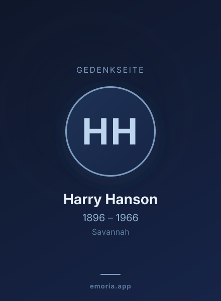 Gedenkportrait von Harry Hanson