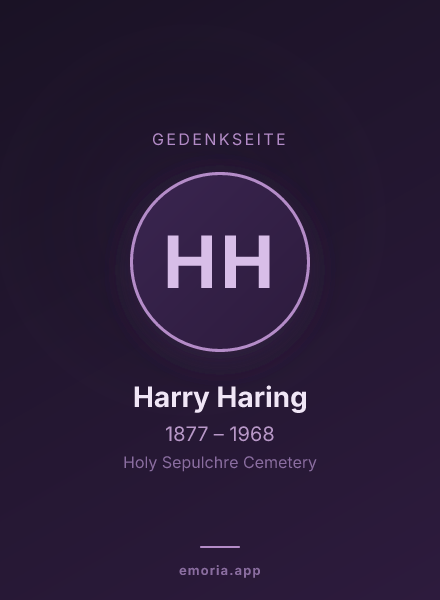 Gedenkportrait von Harry Haring