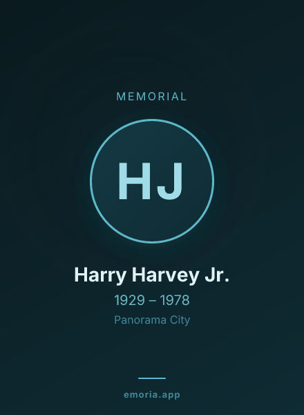 Memorial portrait of Harry Harvey Jr.