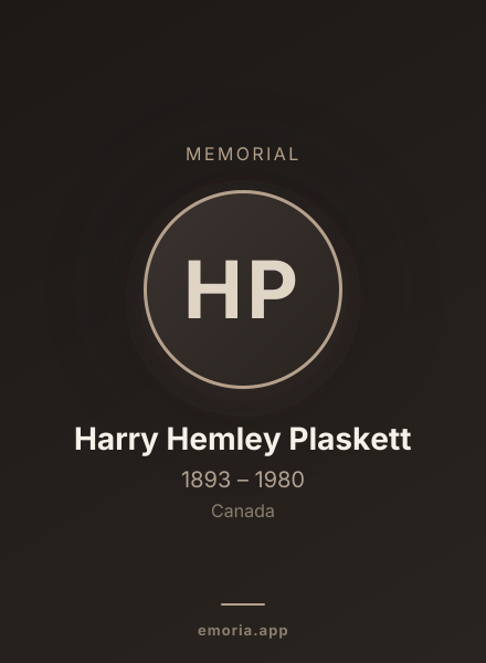 Memorial portrait of Harry Hemley Plaskett