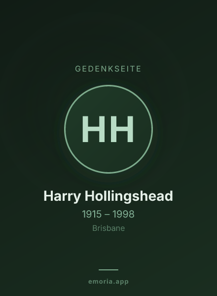 Gedenkportrait von Harry Hollingshead