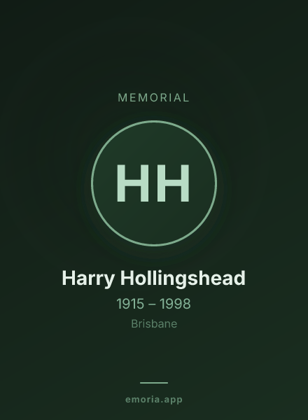 Memorial portrait of Harry Hollingshead