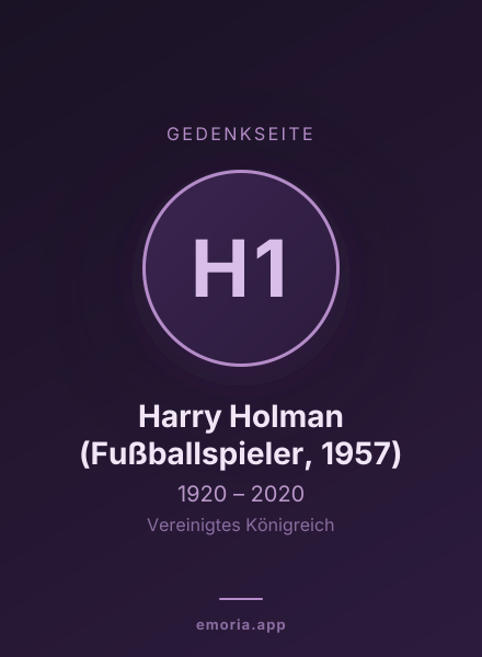 Gedenkportrait von Harry Holman (Fußballspieler, 1957)