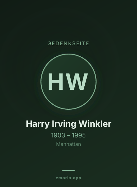 Gedenkportrait von Harry Irving Winkler