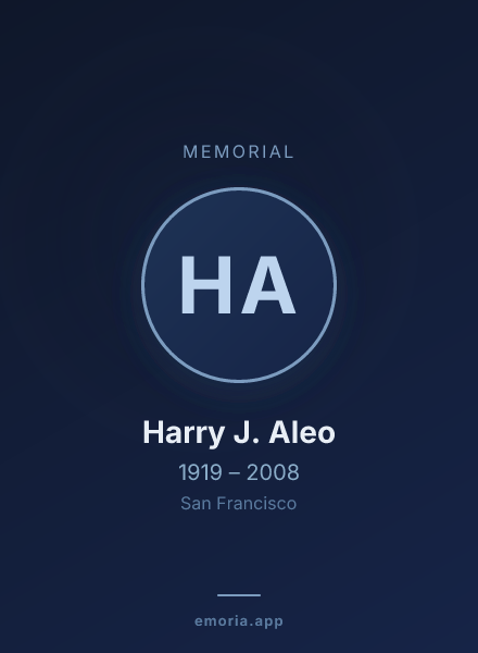 Memorial portrait of Harry J. Aleo