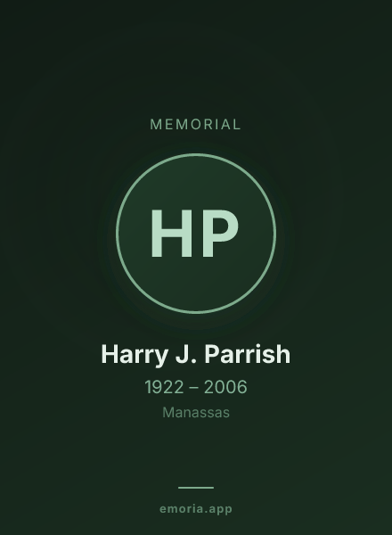Memorial portrait of Harry J. Parrish