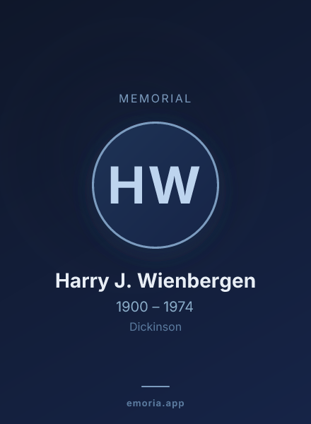 Memorial portrait of Harry J. Wienbergen