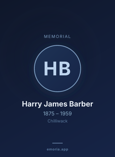 Memorial portrait of Harry James Barber