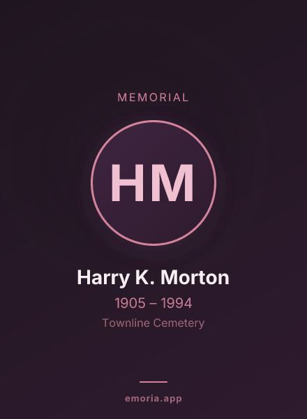 Memorial portrait of Harry K. Morton