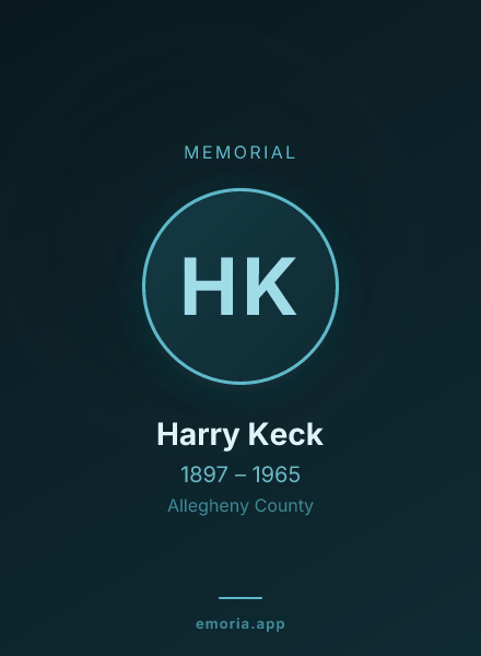 Memorial portrait of Harry Keck