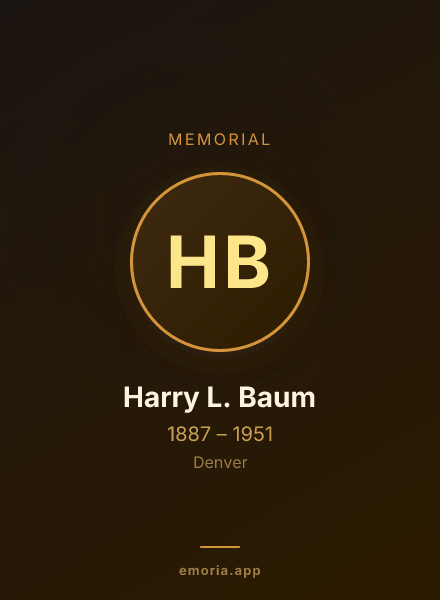 Memorial portrait of Harry L. Baum